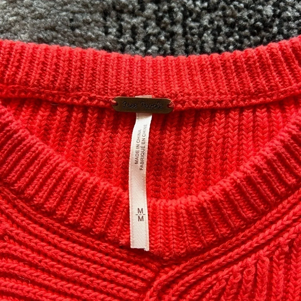 Free People Orange Downtown Pullover Batwing Asymmetrical Sweater